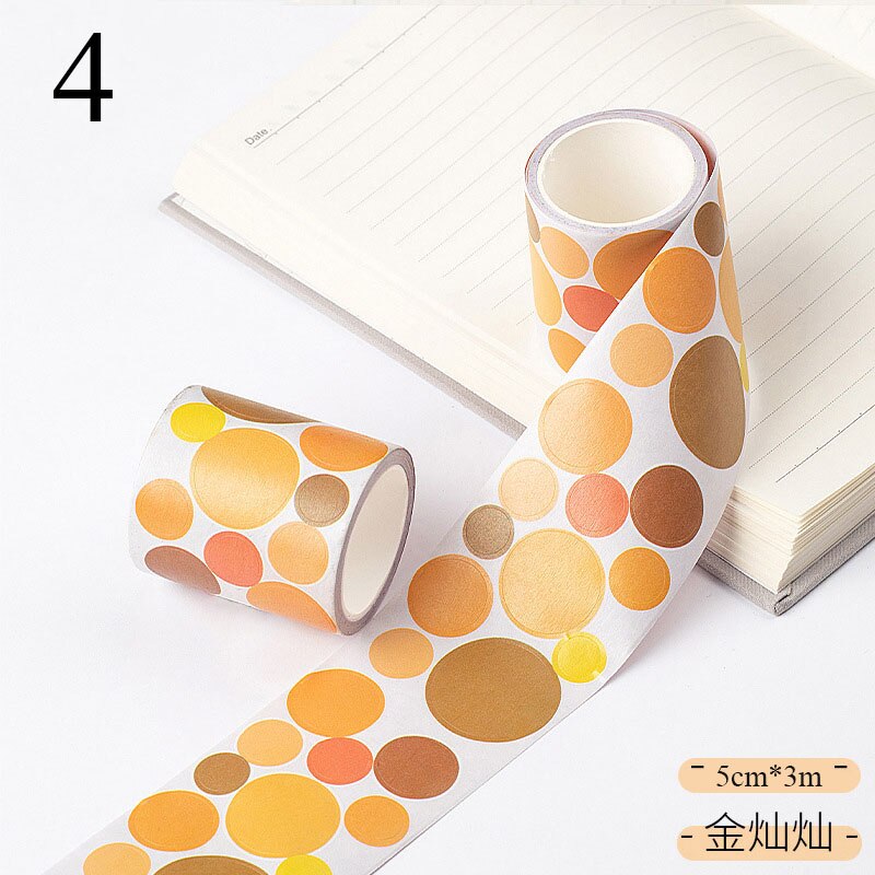 5cm*3m Colored Round Washi Tape Kawaii Dots Label Masking Tape Decorative Adhesive Tape Sticker Scrapbooking Sealing Stationery