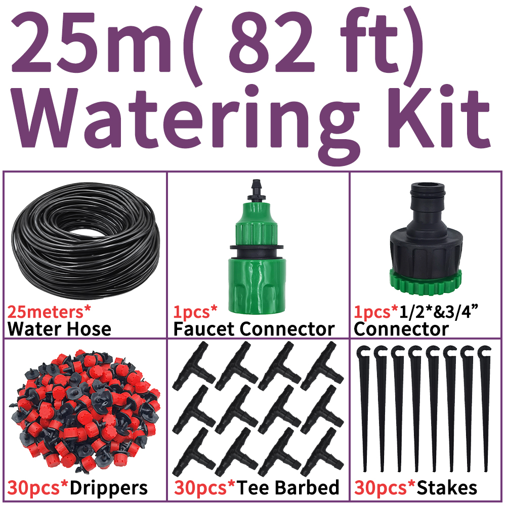 5M-25M DIY Drip Irrigation System Automatic Watering Garden Hose Micro Drip Garden Watering Kits with Adjustable Drippers: light green