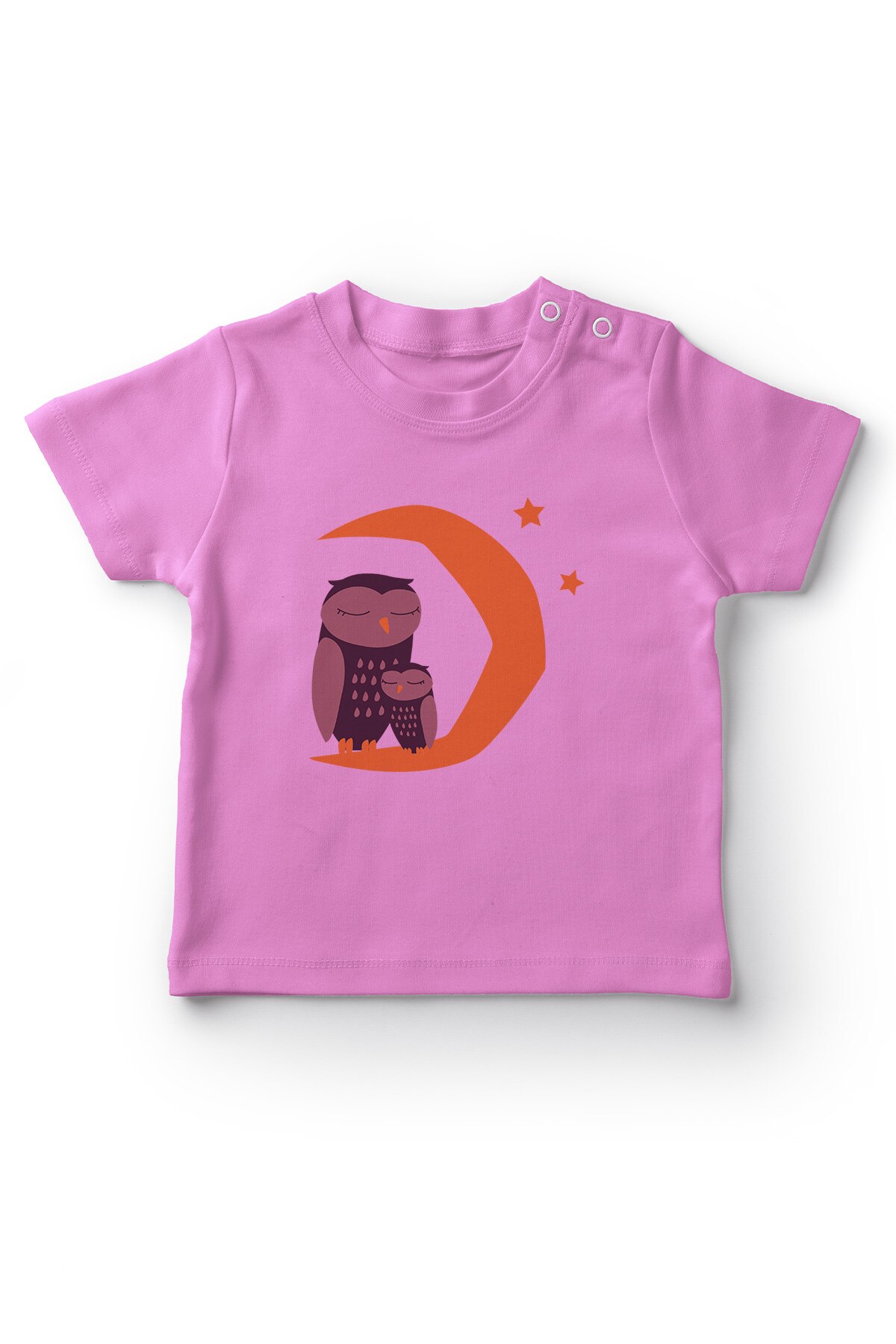 Angemiel baby slapende uil familie baby meisje t-shirt roze