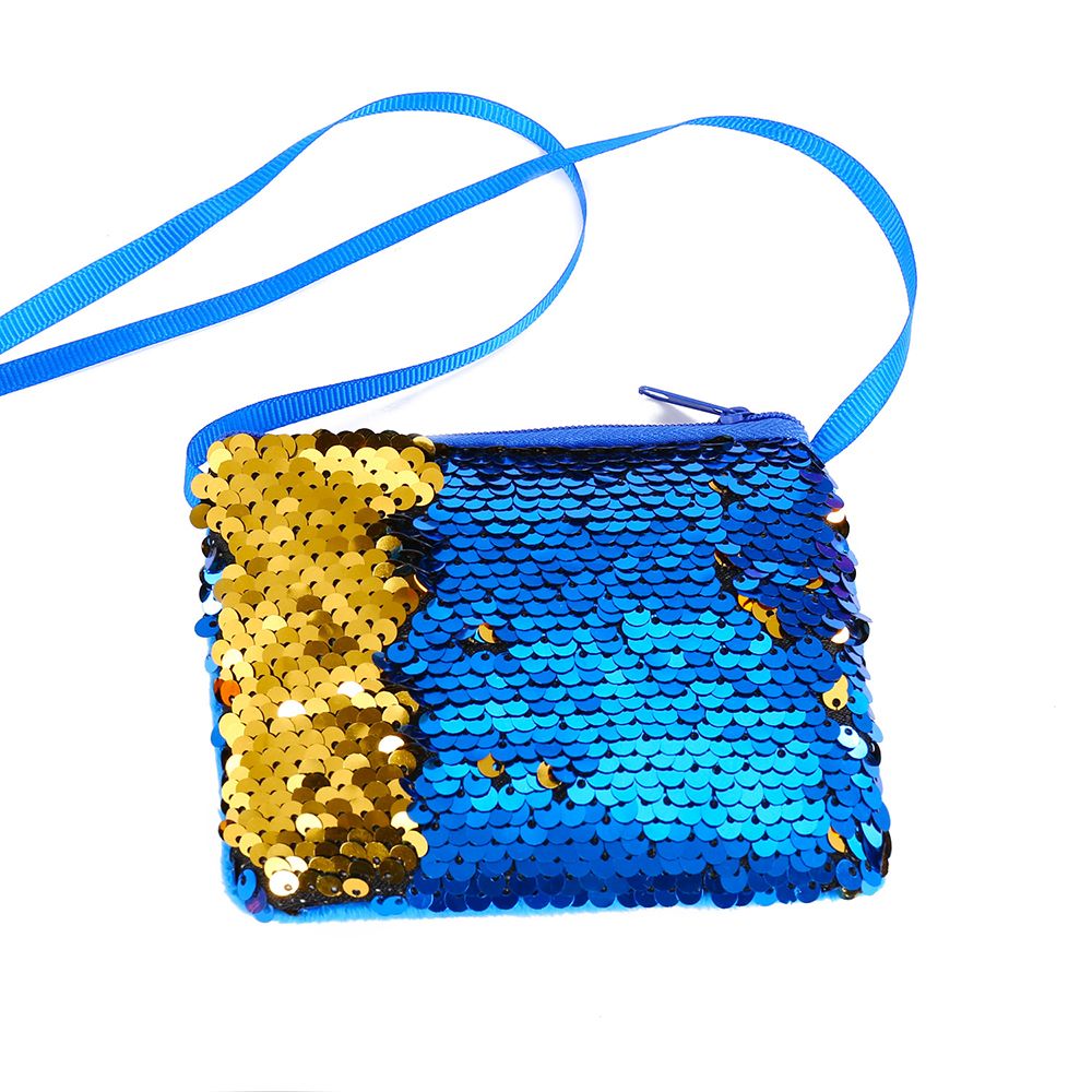 Neue Meerjungfrau Pailletten Geldbörse Brieftasche Mädchen Glitzernde Geldbörse Frauen Handtasche Party Zipper Clutch Tasche Kopfhörer Paket: blue