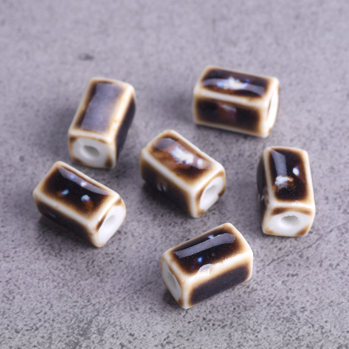 10 pièces Rectangle forme cuboïde 12x8mm fait à la main émaillé émail céramique porcelaine perles en vrac pour la fabrication de bijoux résultats de bricolage: WHITE