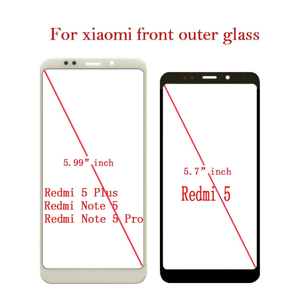 Voor Outer Glas Voor Xiaomi Redmi 5 Redmi 5 Plus Redmi Note 5 Redmi Note 5 Pro Touch Screen Lcd display Glas Vervanging