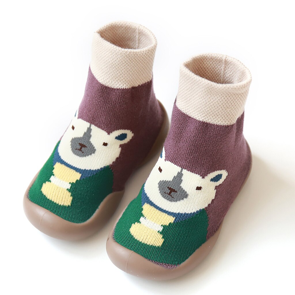 Baby Boy Girl Socks Cotton Children Floor Socks Anti-Slip Baby Step Socks Shoes: Purple  / 24M
