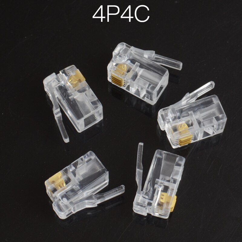20pcs 4Pin RJ10 Telephone Cable End Connectors Plugs 4P4C