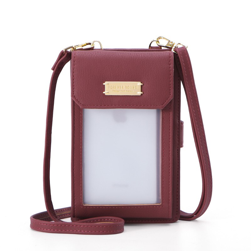Weichen multi-funcional carteira bolsa para mulheres design da marca moda senhoras bolsas de bolso do telefone celular crossbody sacos de ombro: Burgundy