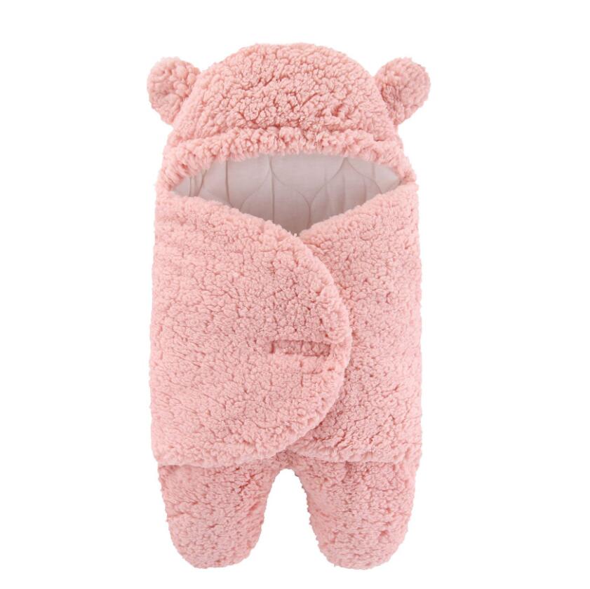 Sacco a pelo per bambini autunno inverno vestiti per neonati per neonati cachemire sacco a pelo caldo ragazzo ragazza con cappuccio avvolgere coperta per fasce: rosa / 3M 78X62