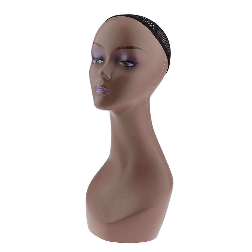 Cabeza de Maniquí de cosmetología femenina, cabeza de muñeca de entrenamiento de peluquería con cuello largo, pelucas y Dispay ideal para hacer, 1 unidad