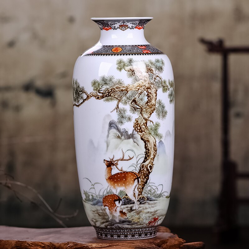 Jingdezhen keramik vase vintage kinesisk stil dyr vase fin glat overflade boligindretning møbler artikler  a610: -en
