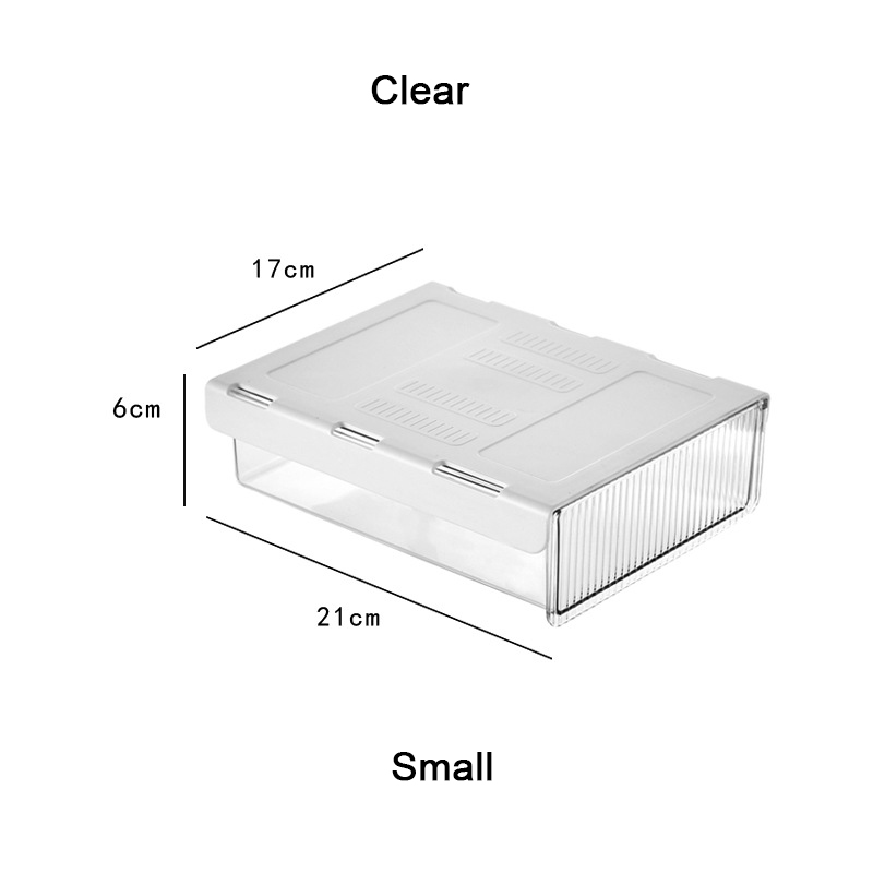 Self-Adhesive Under Desk Drawer Organizer Hidden Space Saving Office Supplies Storage Box Slide Out Pencil Tray Closet Organizer: Small Clear