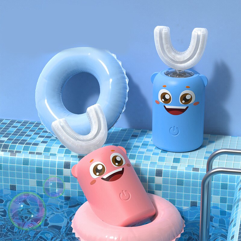 Kinderen U-Vormige Elektrische Tandenborstel Volautomatische Cartoon Ultrasone Smart U-Vormige Tandenborstel Siliconen Elektrische Tandenborstel