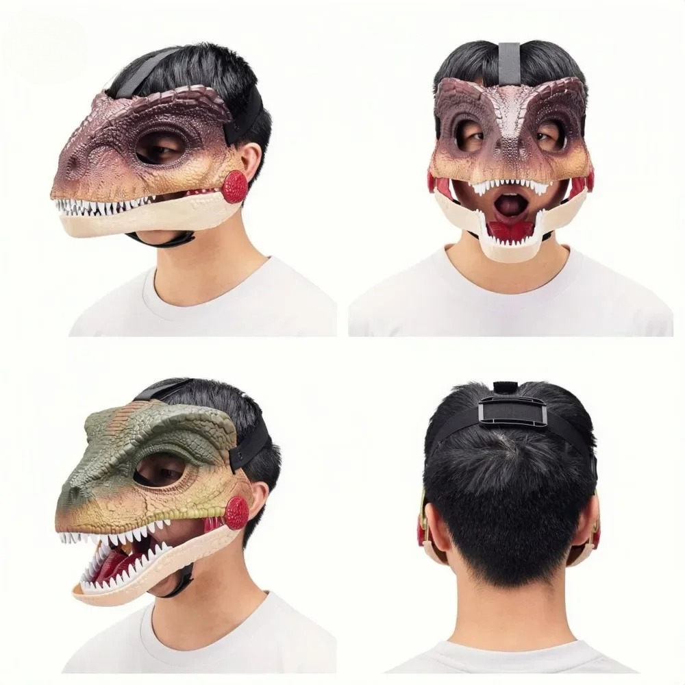 Grappig dinosaurusmasker Dino-masker Bewegende kaak Halloween-masker Realistisch dinosaurushoofd Gezicht Beweegbare mond Party Cosplay Props