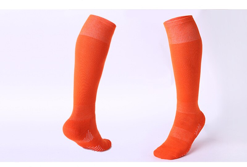 3 par fodboldsokker drenge piger udendørs sportsokker børn bomuld åndbar håndklæde bund lang fodbold sok: Orange