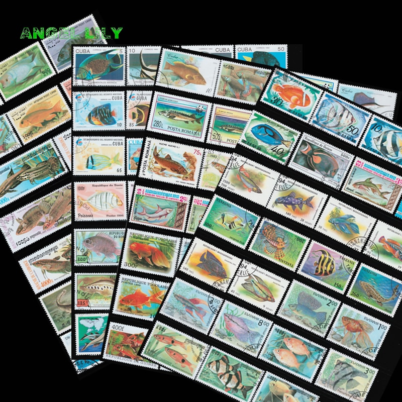 Vis, 50 STKS/PARTIJ Alle Verschillende Met Post Mark in Goede Staat GEEN herhaling Postzegels Voor Verzamelen