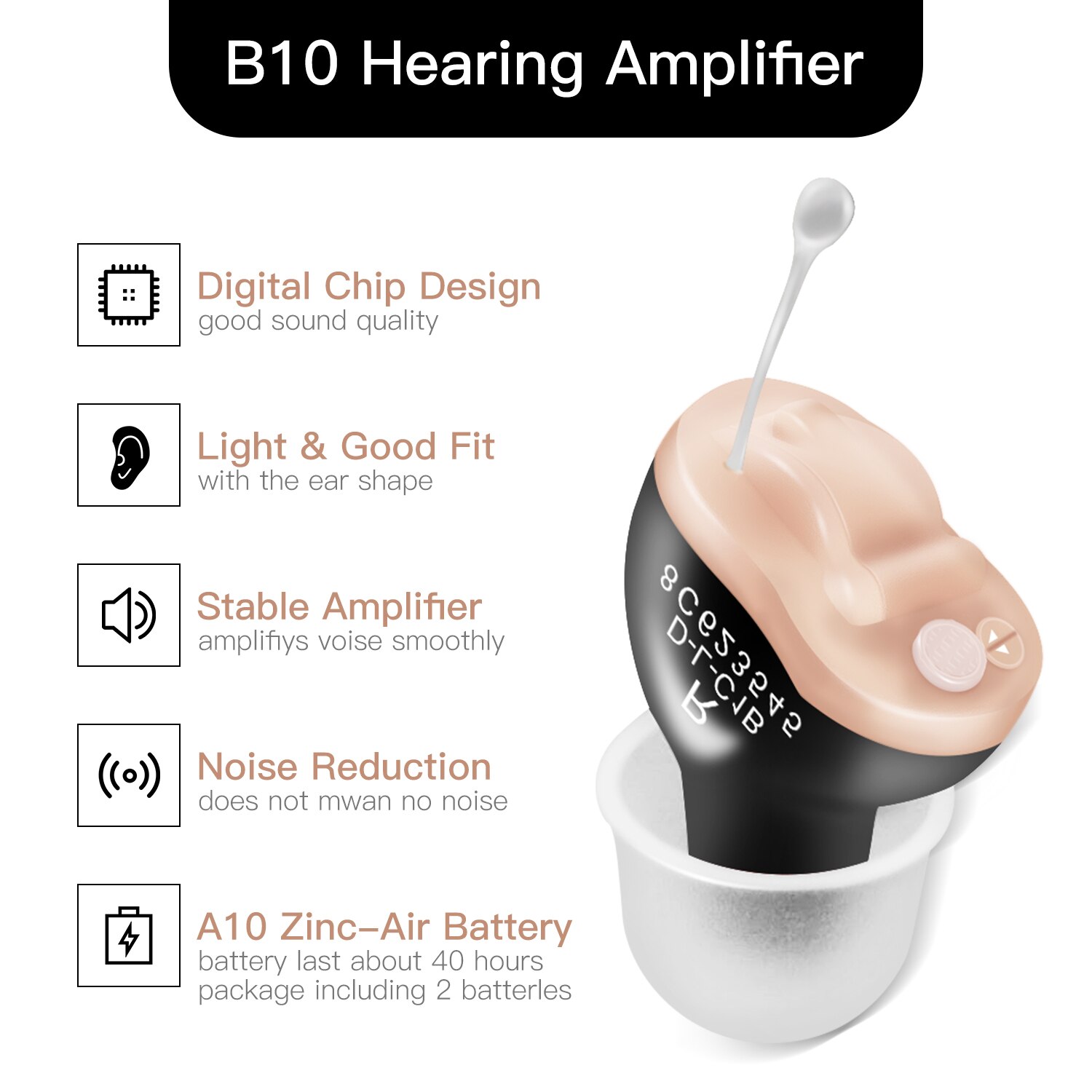 Digital Hearing Aids Invisible Hearing Aid Adjustable Tone Sound Amplifier Wireless Hearing Device audifonos para sordera