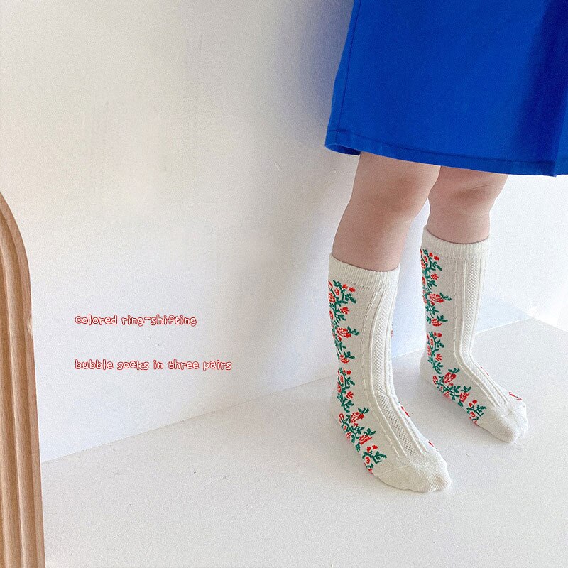 Lente Stijl 3 Pairs Sokken Set Voor Meisjes Bloem Zuiver Wit Kids Jurk Sokken Peuter Meisjes Ademend School sokken