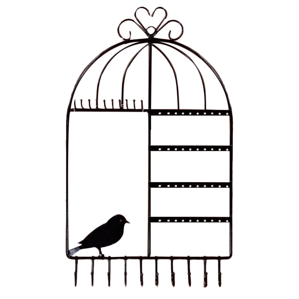 Suporte de joias em forma de pássaro, 20 ganchos de bijuterias, rack, colar, organizador de pulseira, suporte de exibição, bijoux/joyeros, organizador de joya: Black