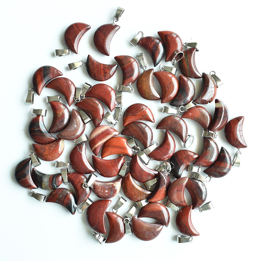 assorted natural stone crescent moon shape charms pendants for DIY jewelry making 24pcs/lot free