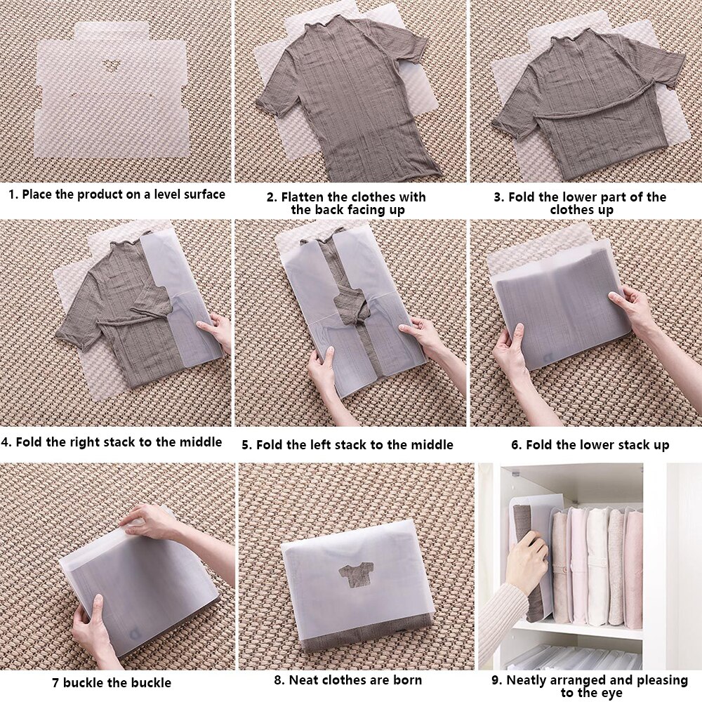 10Pcs Shirt Organizer T Shirt Folder Board Clothing Divider Folding Storage Organizers Wardrobe Rack Shirts Wrinkle Prevention