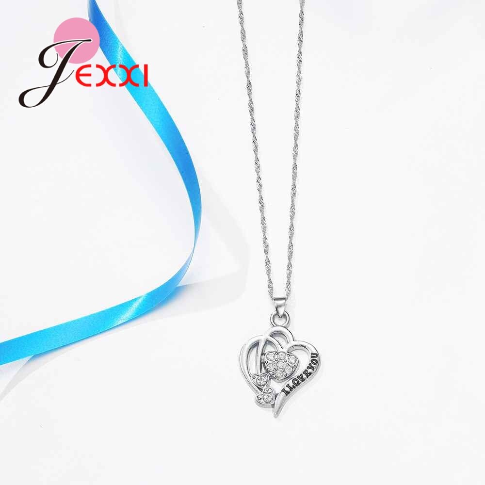 Ensembles de Bijoux femmes élégantes jolie belle 925 Bijoux en argent Sterling coeur vapeur belle filles collier boucle d'oreille pendentif