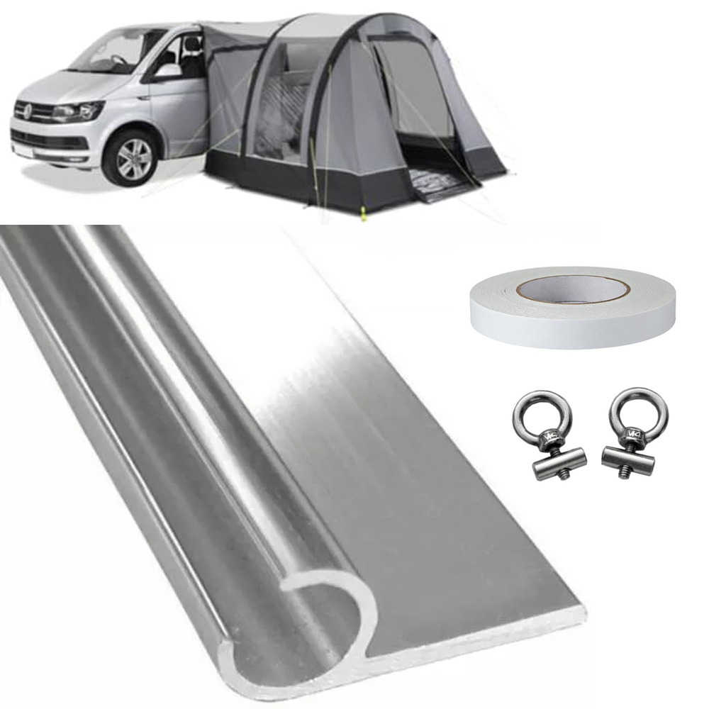 Caravan Awning Campervan Motorhome Rail C Channel 8 X 0.5m Strip 400 Cm With D/S Tape & AWNING RAIL STOPPERS Car Accessories