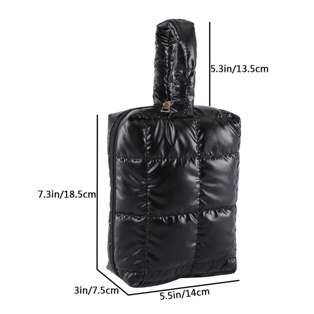 Quilted Embroidered Women's Puffer Makeup Bag Cotton Padded Small Storage Bags Down Solid Cosmetic Pouch Ladies Mini Clutch Bags