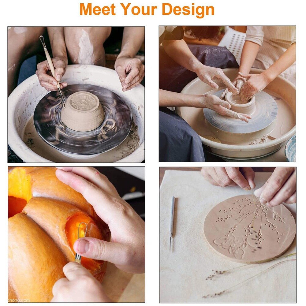 2 Set Pottery Polymer Clay Tools Set, 8 Pcs Each, the Most Essential Ceramic Clay Tools, for Beginner Level