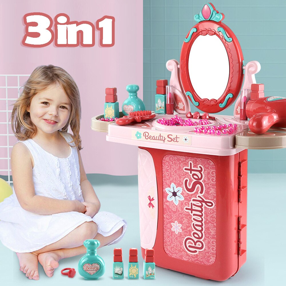 Schönheit spielzeug Mädchen Prinzessin Dressing Make-Up spielzeug set kinder Schönheit spielzeug kinder simulation dressing tisch Pretend Spielen