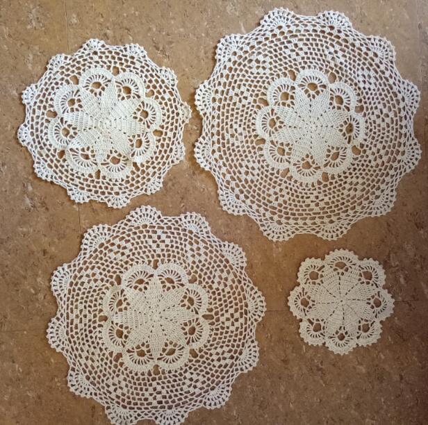 Tapete de ganchillo de encaje hecho a mano para mesa de café y algodón, tapete de tela, taza de té, posavasos, almohadilla de comedor de Navidad