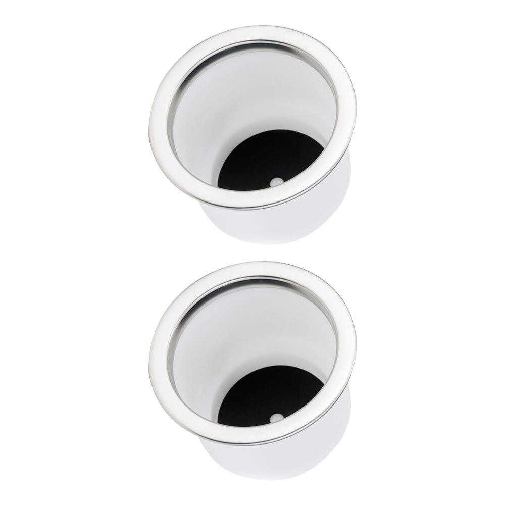 2 Pieces Of Car Stainless Steel Edge White Plastic Cup Holder Accessories