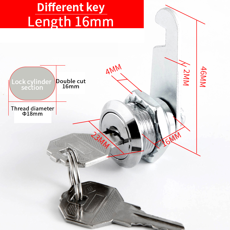 5 SETS Security Lock Metal Alloy Cylinder Cabinet Locker Cam Lock With 2 Keys Security Mailbox Lock Cabinet Drawer Cam Lock 18mm: L / Brown