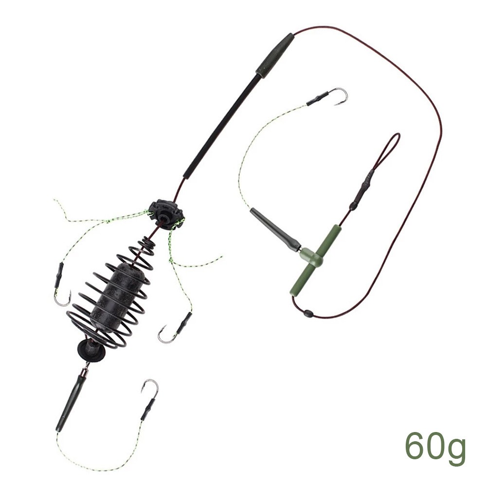 Jaula de cebo de Pesca de carpa, alimentador de grupo, cuerda de plomo, gancho, cesta de cebo, Juego de Pesca, accesorios de aparejos de primavera: Rojo