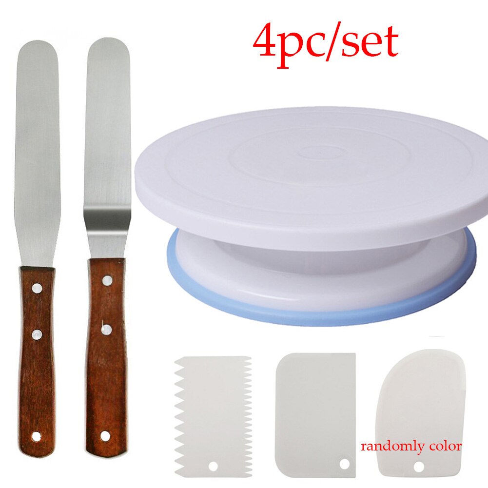 Plastic taart draaiplateau draaibaar plastic deegmes decoreren 10 inch roomstandaard draaitafel taartdecoratie gereedschap mal: Combinatie 4 cps