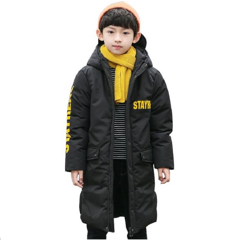 Russia Snowsuit Winter Boys Long Over-Knee Coat Clothes Waterproof Windproof Outdoor Thicken Hooded Parka Jacket For Kids