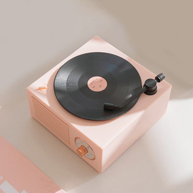 Vinyl pladespiller højttaler trådløs bærbar mini stål retro atom højttaler radio kassette optager
