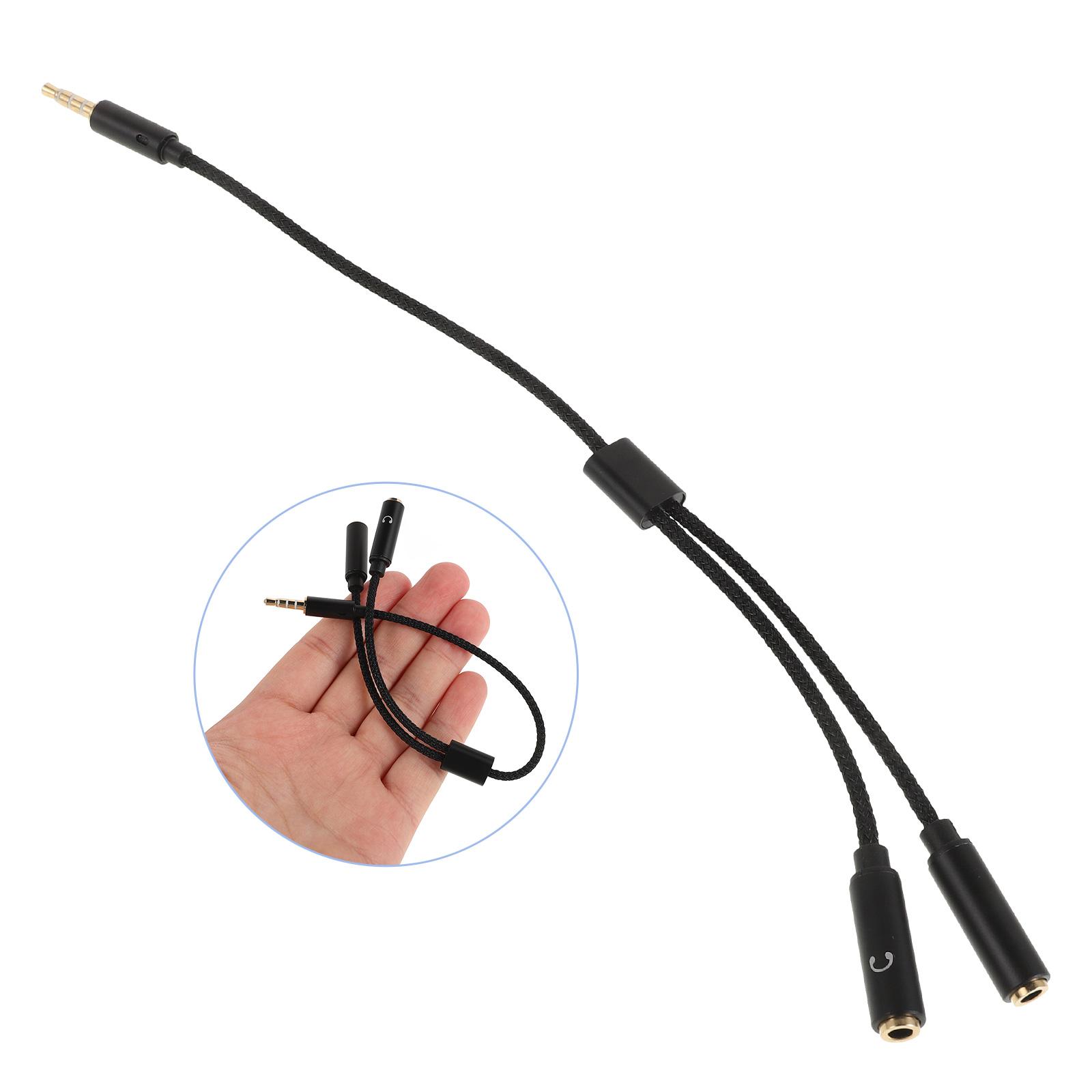 Ljudadapter 3 5mm dubbelt hörlursuttag mikrofonsplittertråd flätad nylonkabel hane till hona för basgitarrhögtalare
