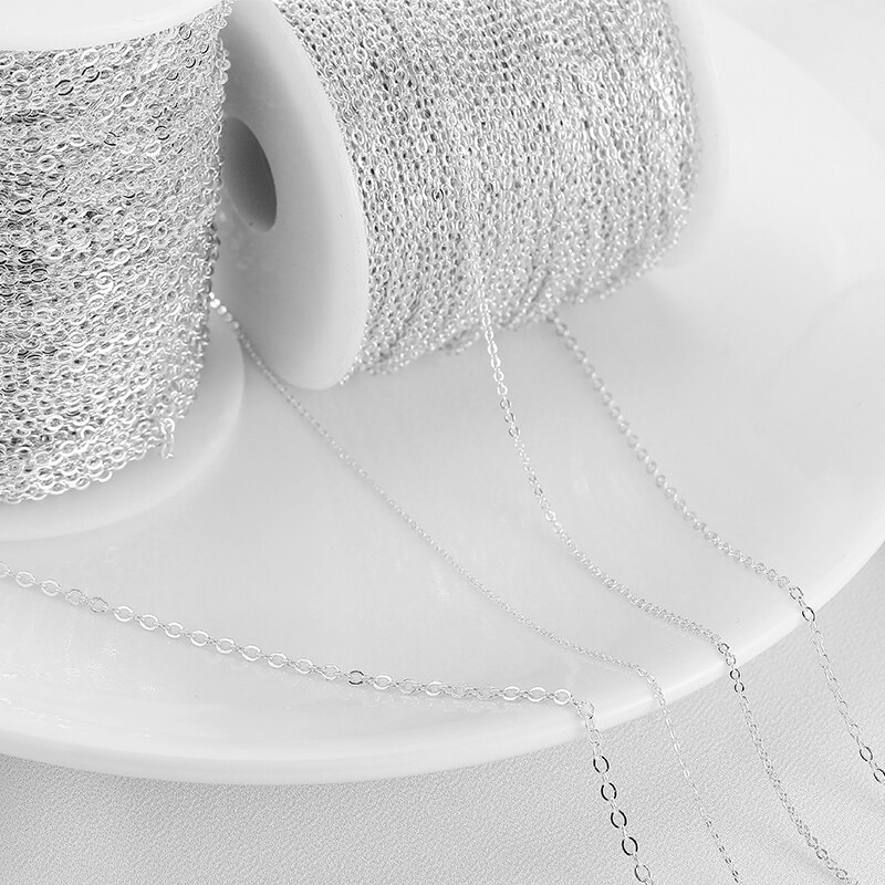 Chaîne croisée plaquée argent 925, 1 mètre, pour la fabrication de bijoux, bricolage, collier, boucles d&#39;oreilles, Bracelets, bobine de chaîne