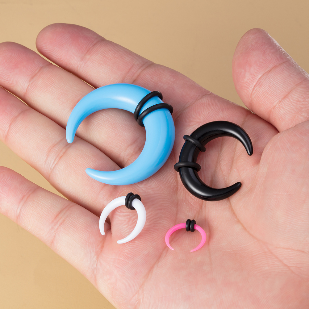 Pince à cône en forme de C en acrylique pour femmes et hommes, anneaux de septum, jauges, cornes de buffle, kit de piercing, extenseur d'étirement, 16G-00G, 2 pièces
