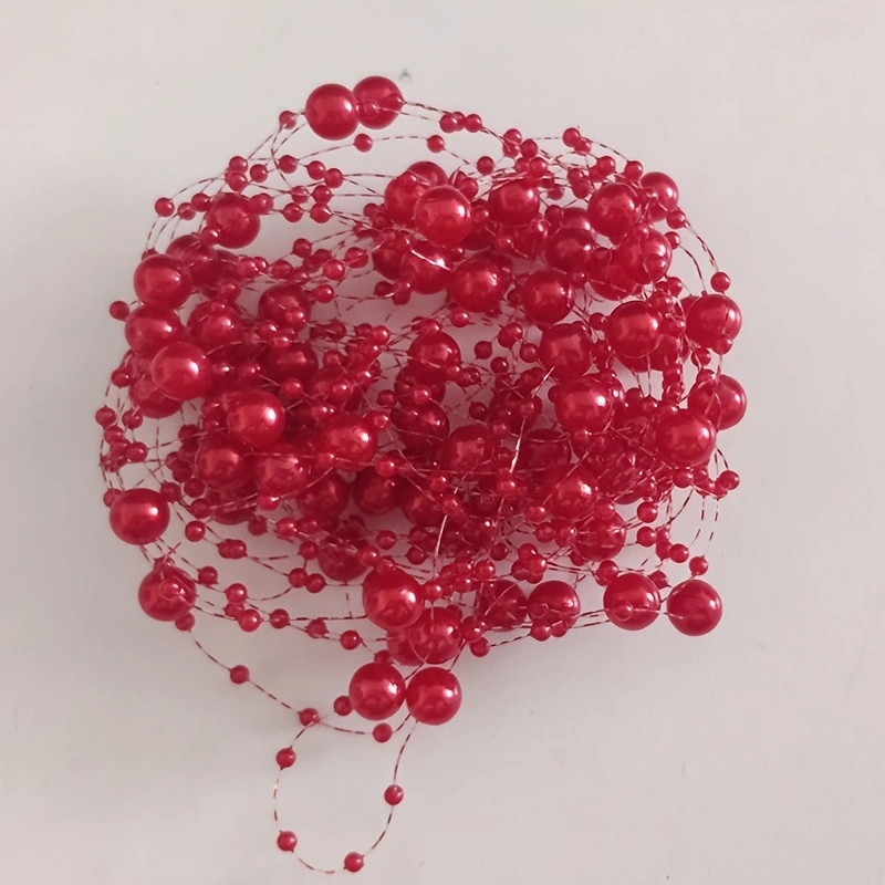 Bougies flottantes, remplissage de Vase, ficelle de perles, décoration de Table de mariage, surbrillance artificielle, chaîne de perles, chaîne en Faux plastique, 5 pièces: Rouge