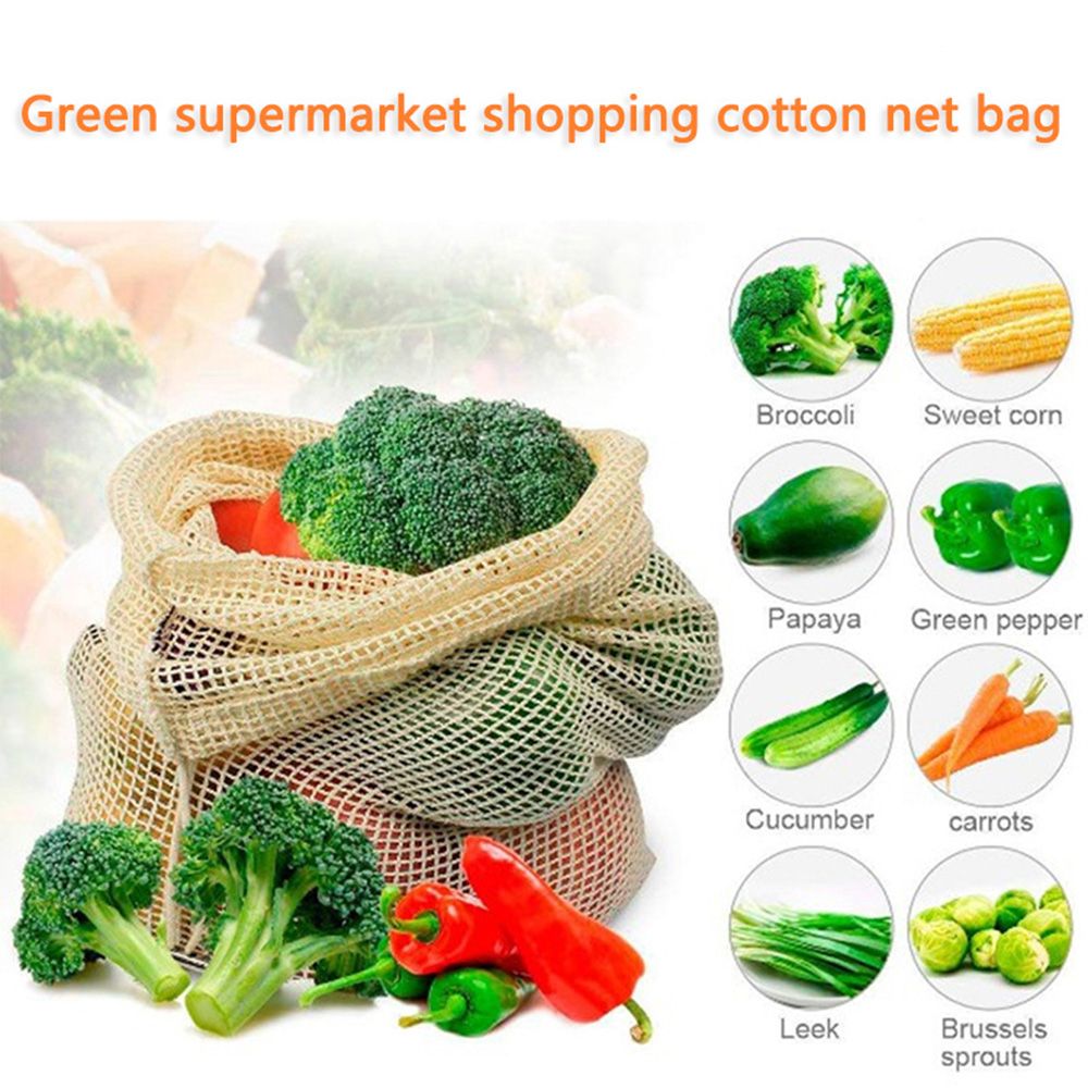 1PC Nützliche Gemüse Taschen Eco Baumwolle Einkaufstasche Reusable Lagerung Mesh Taschen Waschbar für Küche Home