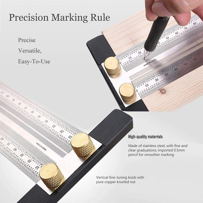 High-Precision T Square Ruler For Woodworking Marking Stainless Scribing Line Rule Carpenter Square Measuring Tool