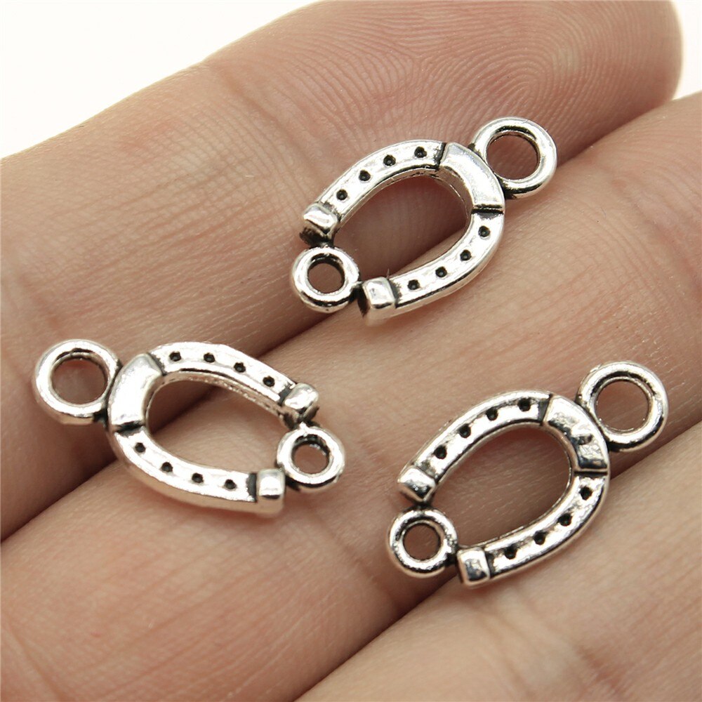 20Pcs Hoefijzer Hanger Charms Antiek Zilver Kleur Horse Shoe Charms Sieraden Diy Lucky Horseshoe Bedels Voor Armband: B13596-18x10mm