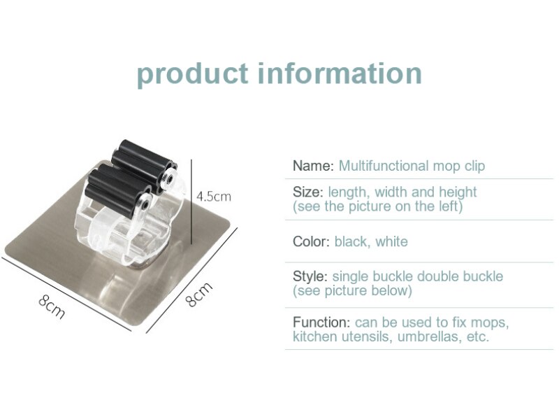 2/4 Stuks Multifunctionele Mop Organizer Houder Sterke Zelfklevende Haken Keuken Badkamer Gereedschap Hanger Magazijnstelling thuis Accessorie