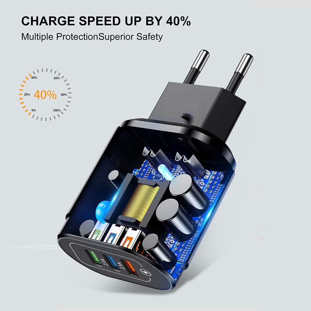 3USB Fast Charger Quick Charge Universal Wall Mobile Phone Tablet Chargers For Phone Charging Charger