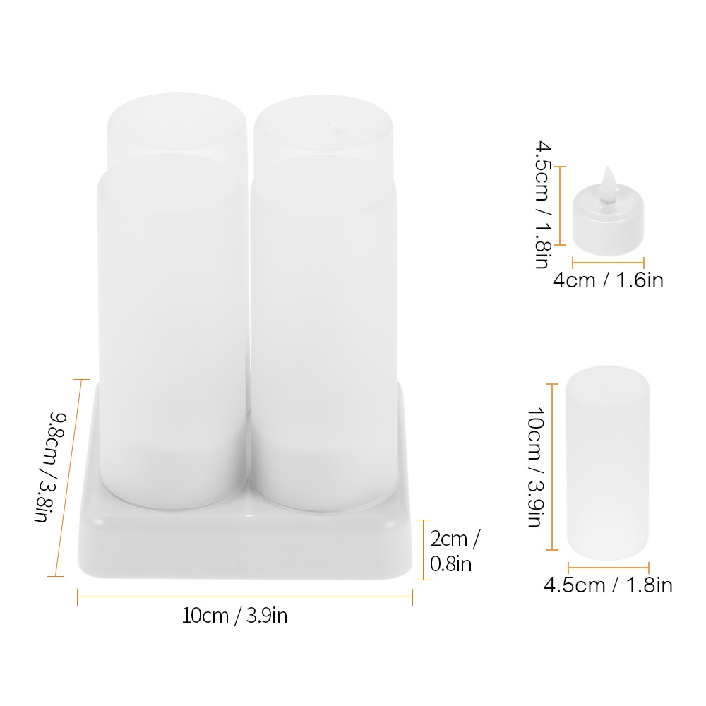 Oplaadbare Led Flickering Vlamloze Kaarsen Waxinelicht Verlichting Met Mat Cups Opladen Base Geel Licht 4/6/12 Stks/set