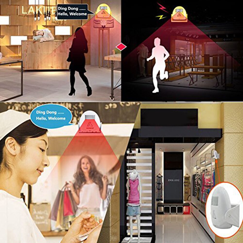 Shop Door Bell Visitor Entry Alert Door Chime PIR Motion Sensor Welcome Driveway