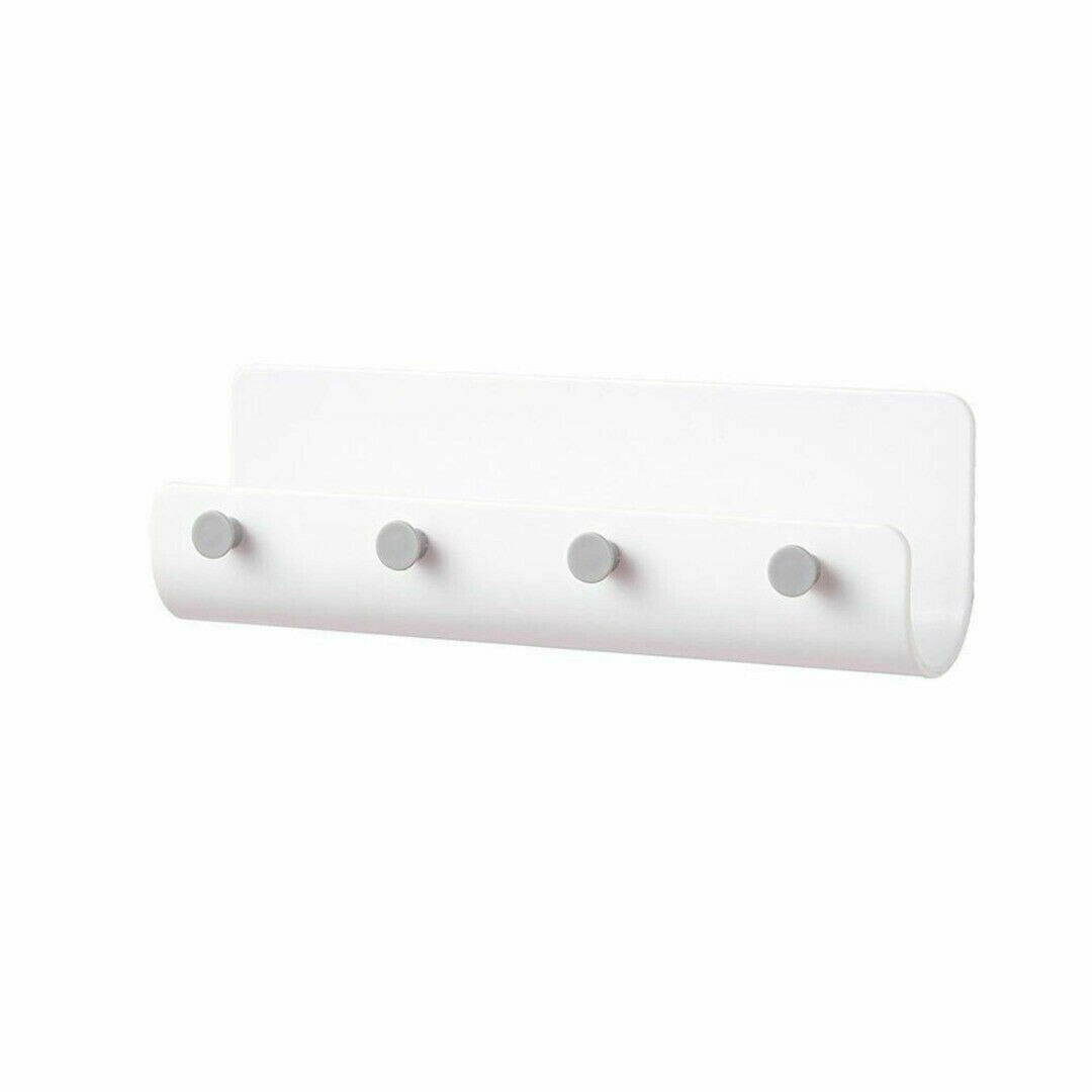 Plain Solid Plastic Key Hooks Wall-mounted Adhesive Key Holder Hanger Rack Organizer Home Storage Organization: White