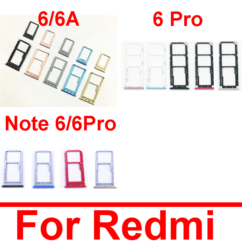 Sim Card Tray Adapter For Xiaomi Redmi Note 6 6A Pro Sim Card Holder Slot Replacement Repair Parts