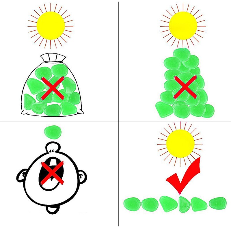 100PCS Glow in The Dark Stones Garden Pebbles Rocks Indoor Outdoor Decor Luminous Stone For Walkways Driveway Yard Fish Tank