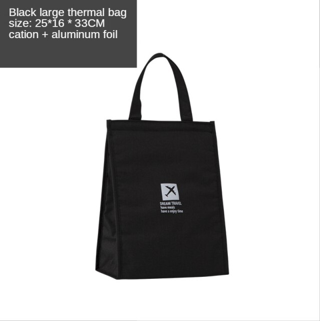 Tragbare Mittagessen Tasche Einfache Art Und Weise Vielseitige Eis Tasche Wasserdichte Isolierung Taschen Mit Reis Taschen Mittagessen Box SmallBag: Black Large 