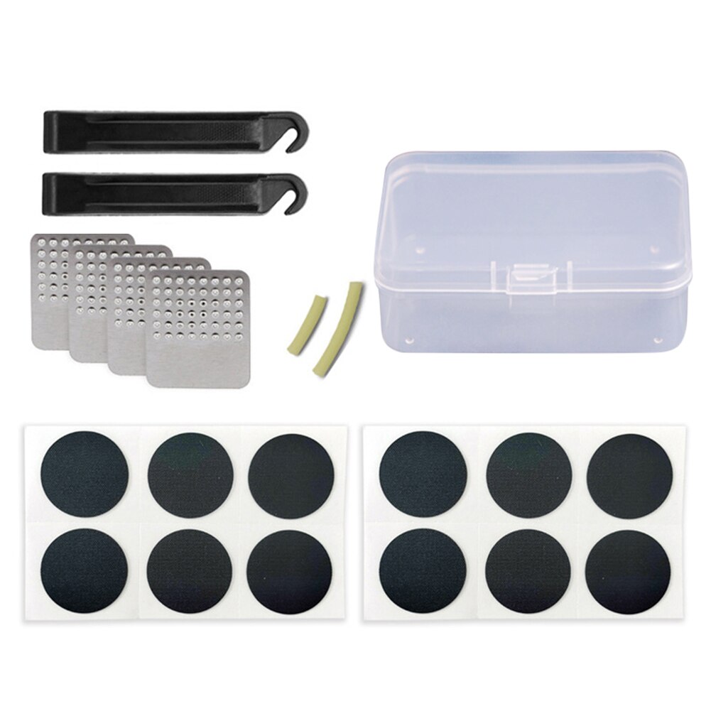 20/29pcs Bike Bicycle Flat Tire Repair Kit Tool Set Kit Plastic Rubber Glue Free Rubber Puncture Patches